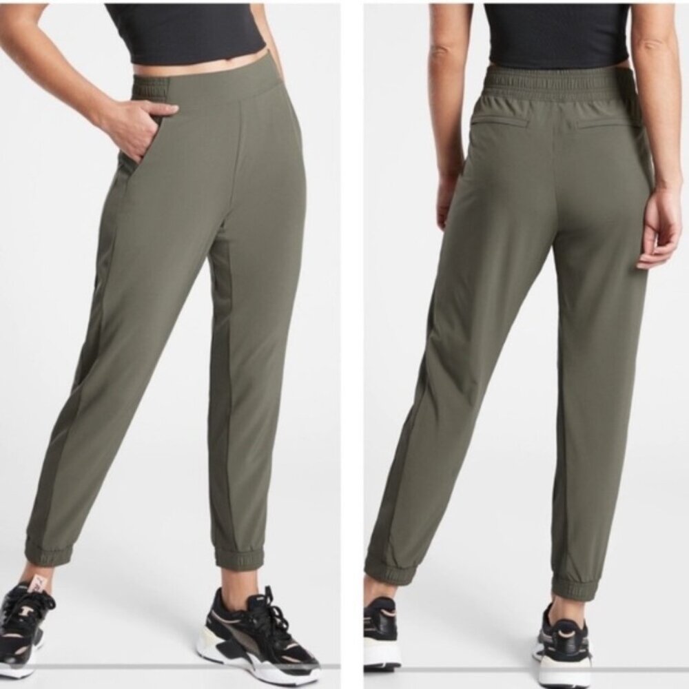 ATHLETA TEXTURED BROOKLYN JOGGER PANTS STRETCH NYLON ATHLEISURE sz 6P